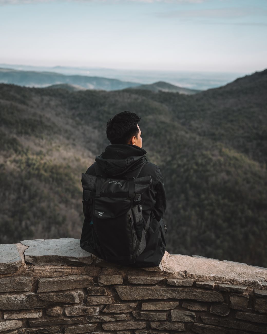 Travel essayist observing architecture
